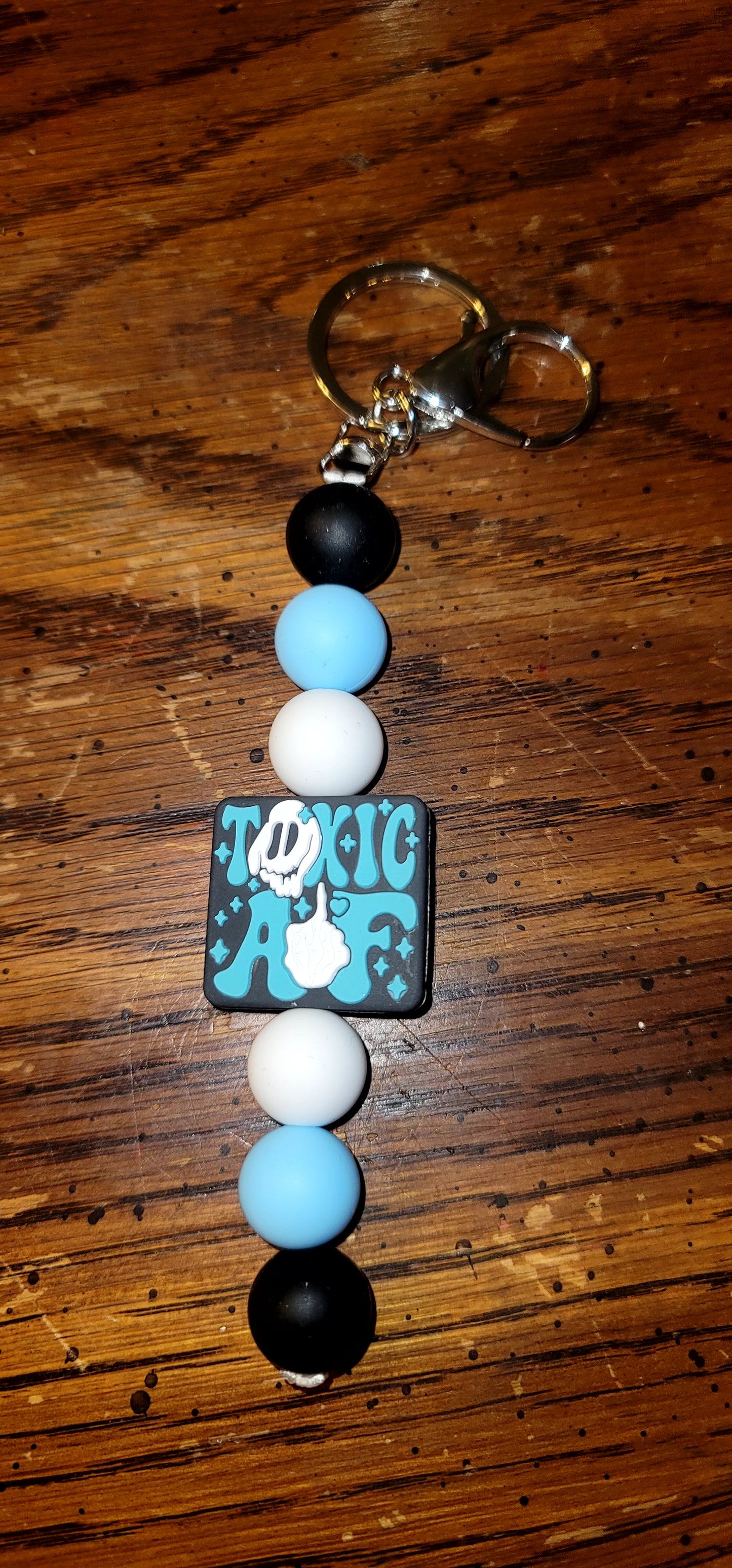 Keychain With "Toxic AF" Focal Bead