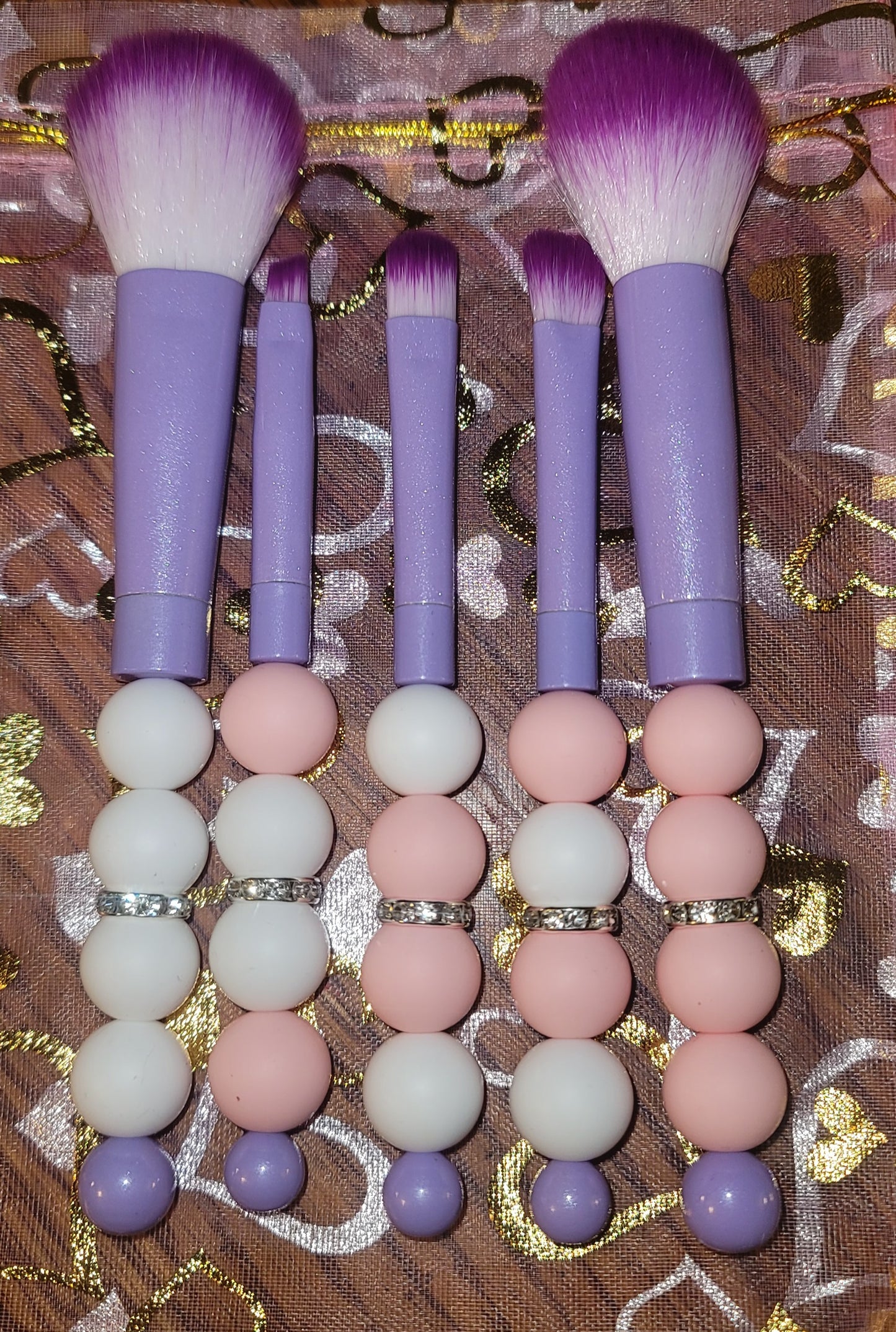 Light Pink and White Makeup Brush Set