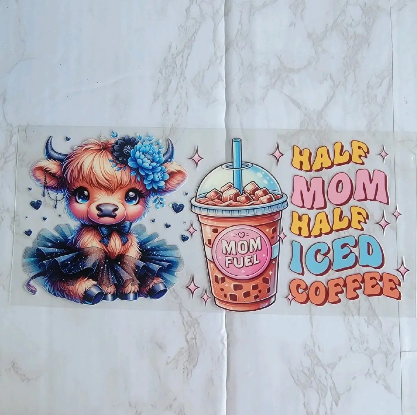 Half Mom Half Iced Coffee Cup Design