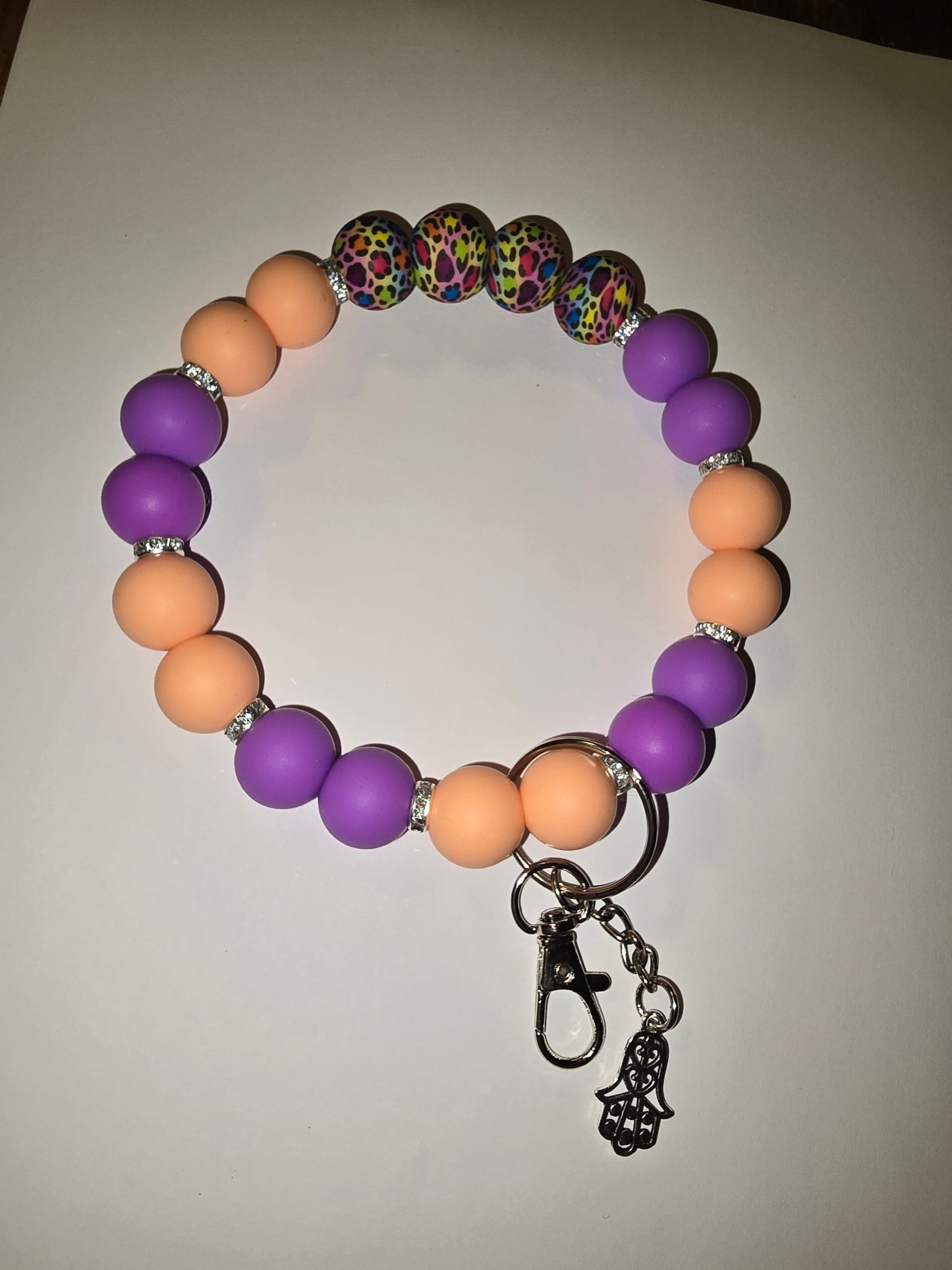 Orange and Purple With Colorful Cheetah Wristlet