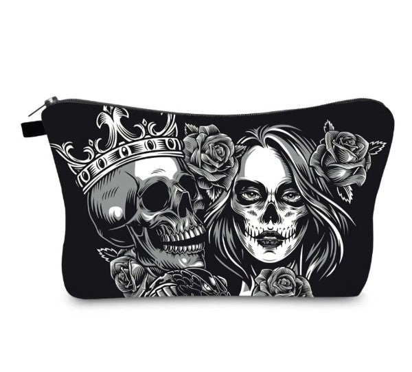 King & Queen Skull Makeup Bag