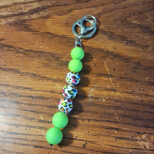 Green With Colorful Cheetah Keychain