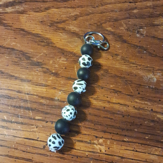 Black and White With Cow Print Keychain