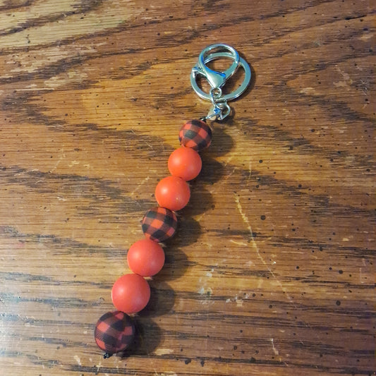 Red With Red and Black Plaid Keychain
