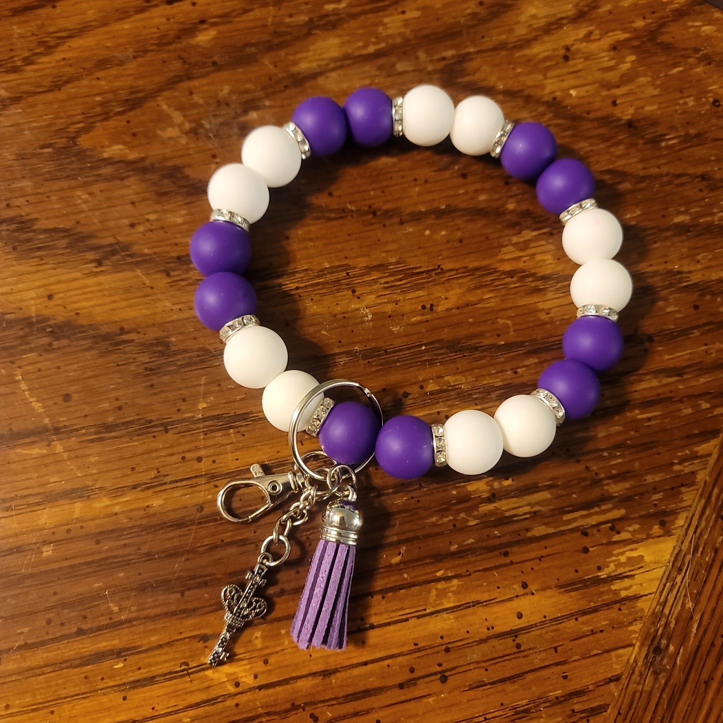 Purple and White With Silver Spacers