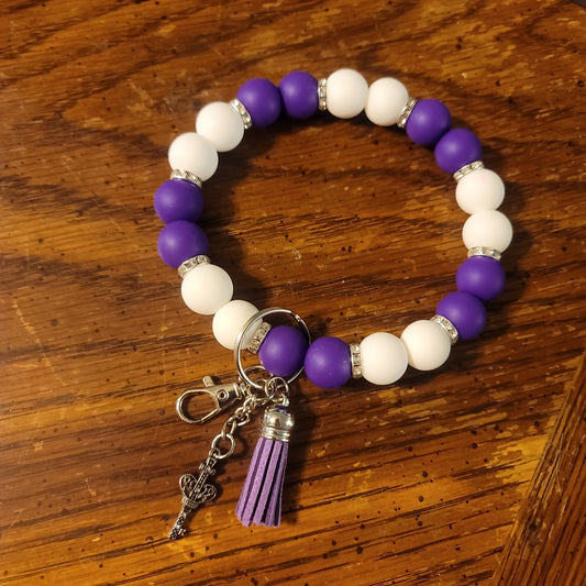 Purple and White With Silver Spacers