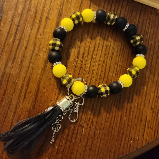 Black and Yellow With Plaid Wristlet