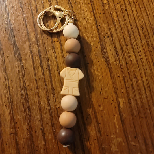 Brown, Light Brown and Tan With Tan Scrub Focal Keychain