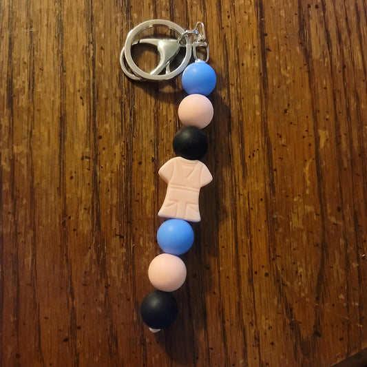 Black,Blue and Pink With Pink Scrub Focal Keychain
