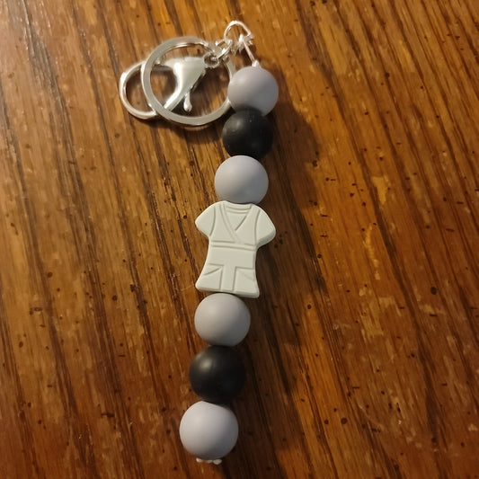 Grey and Black With Light Grey Scrub Keychain