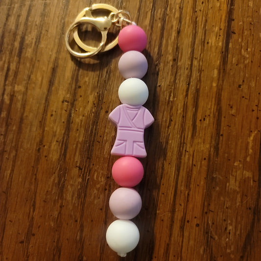 Pink,White and Purple With Light Purple Scrub Keychain