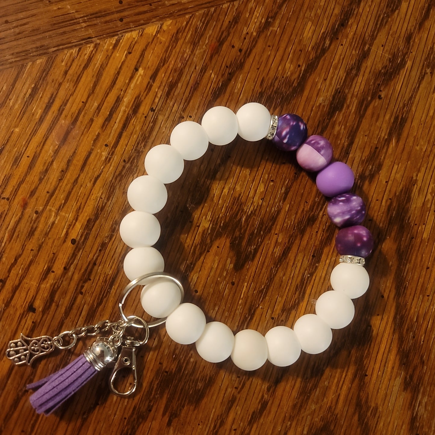 White and Purple Galaxy Wristlet