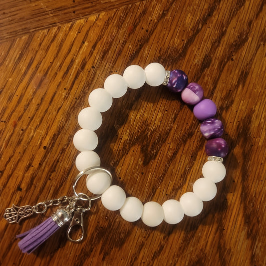 White and Purple Galaxy Wristlet