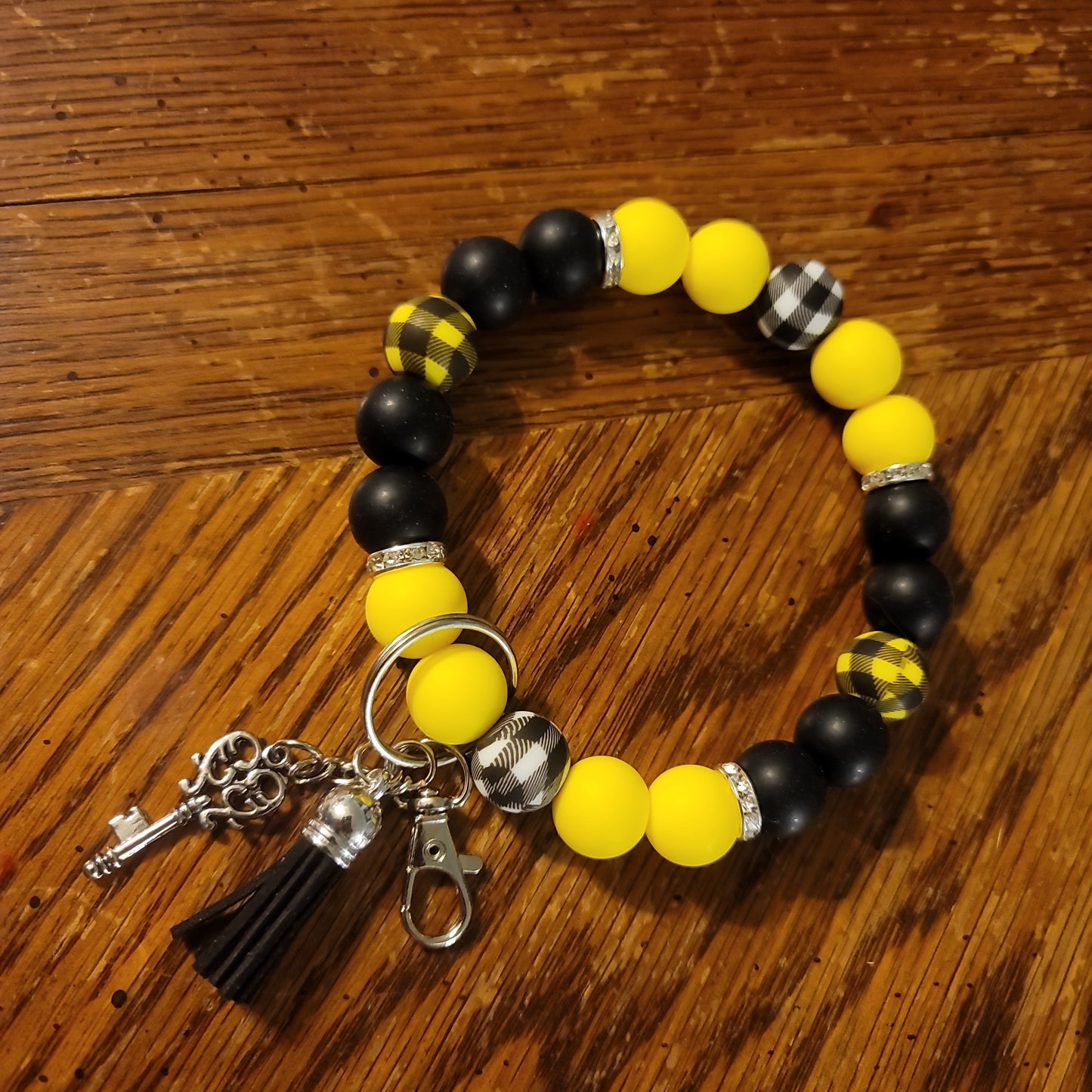 Black and Yellow Plaid Wristlet
