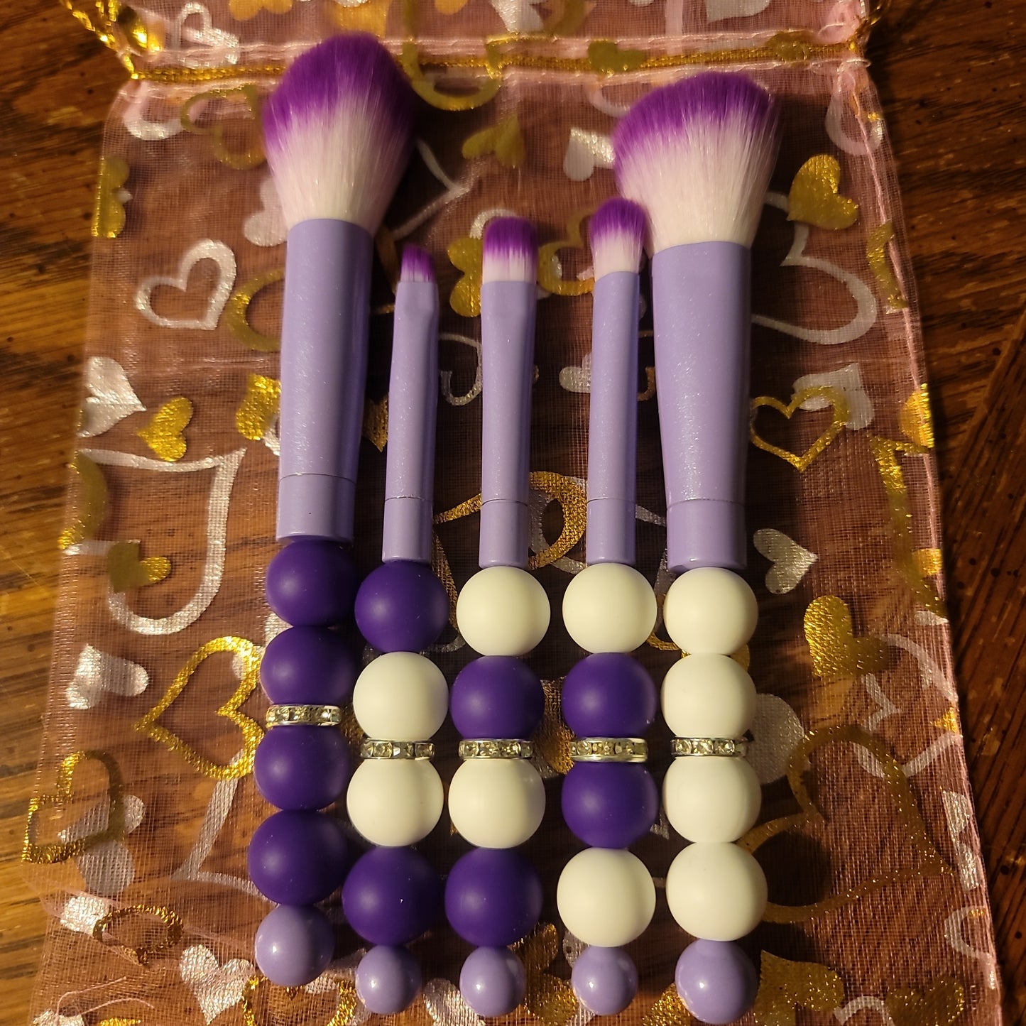 Purple and White Makeup Brush Set