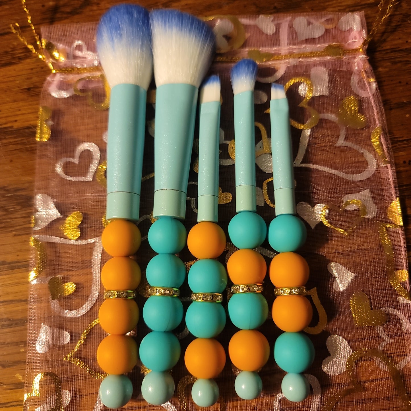 Teal and Orange Makeup Brush Set