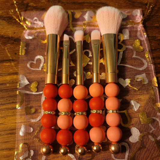 Pink and Red Makeup Brush Set
