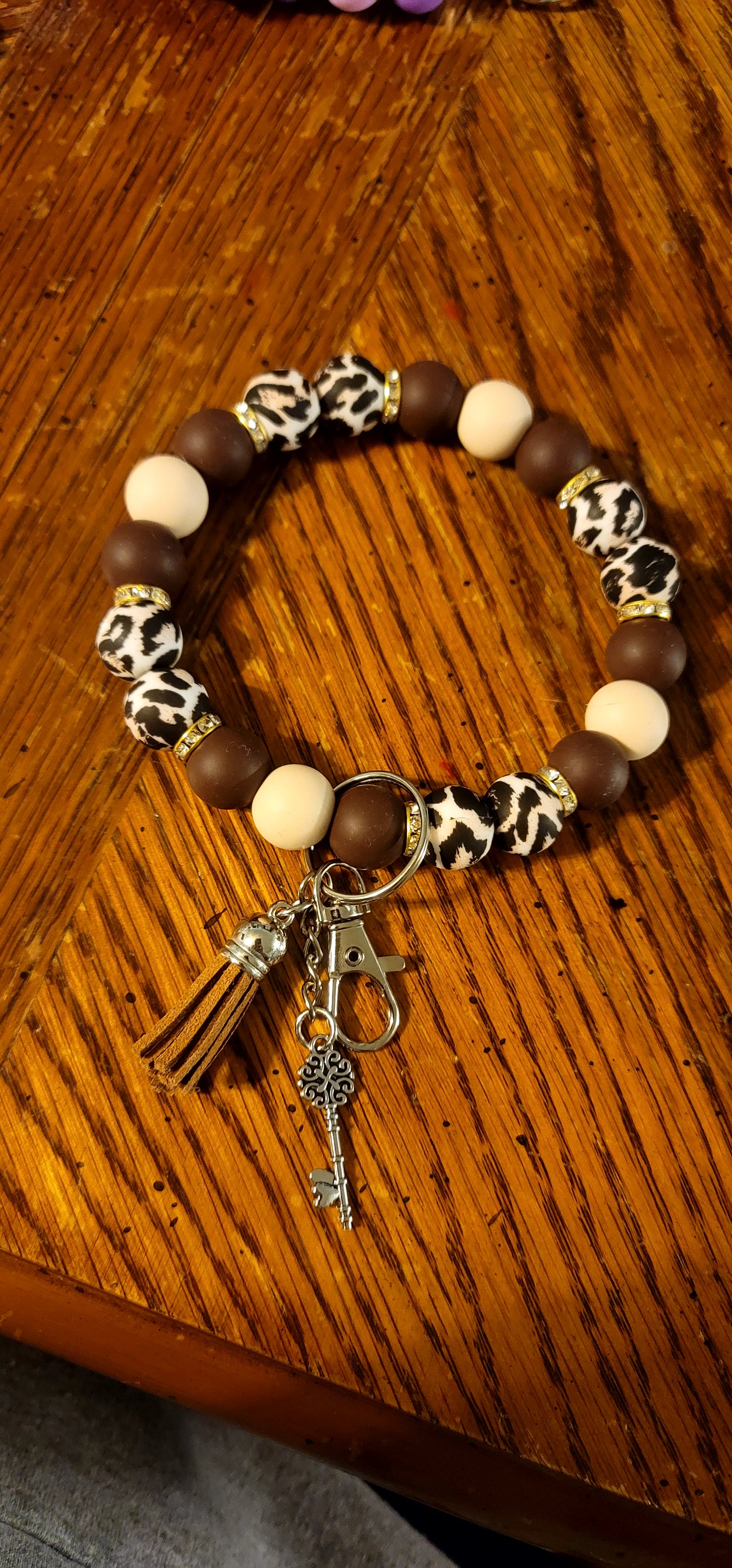 Brown and Tan With Cheetah Print Wristlet