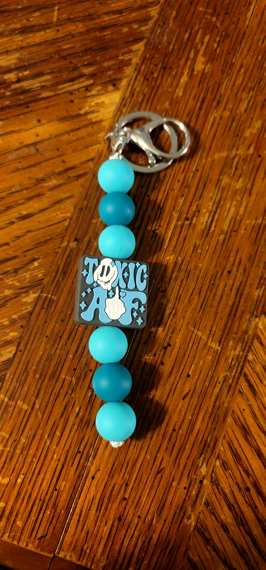 Turquoise Keychain With Toxic AF Focal Bead