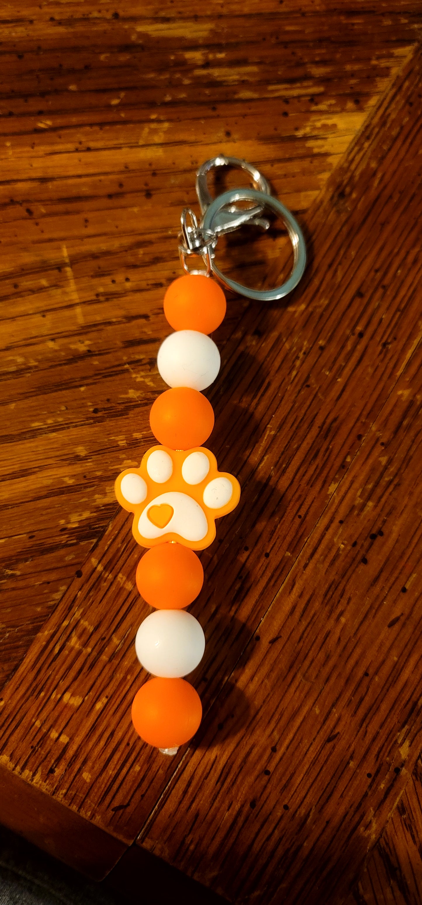 Orange and White With Orange Paw Print Focal