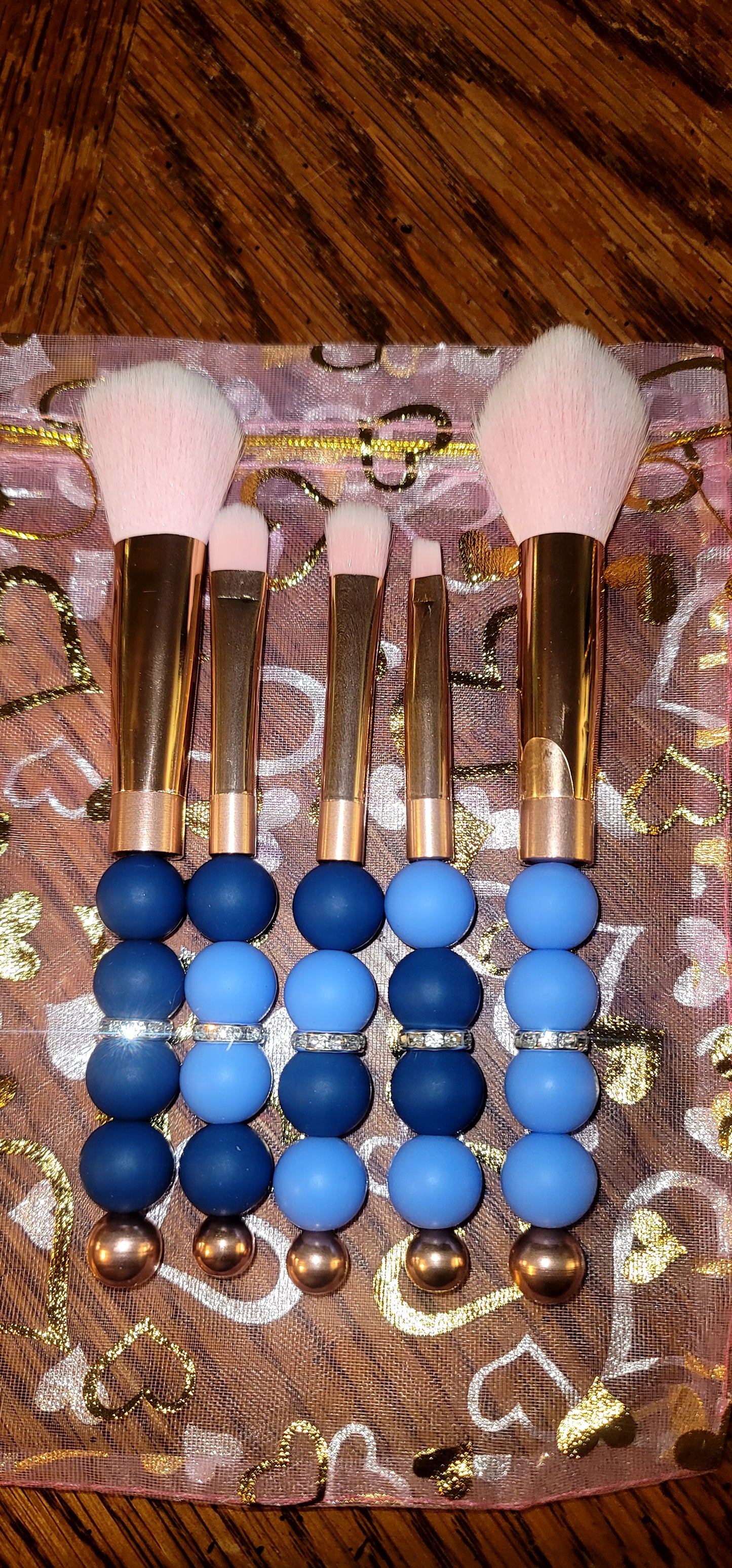 Dark Blue/Light Blue Makeup Brush Set