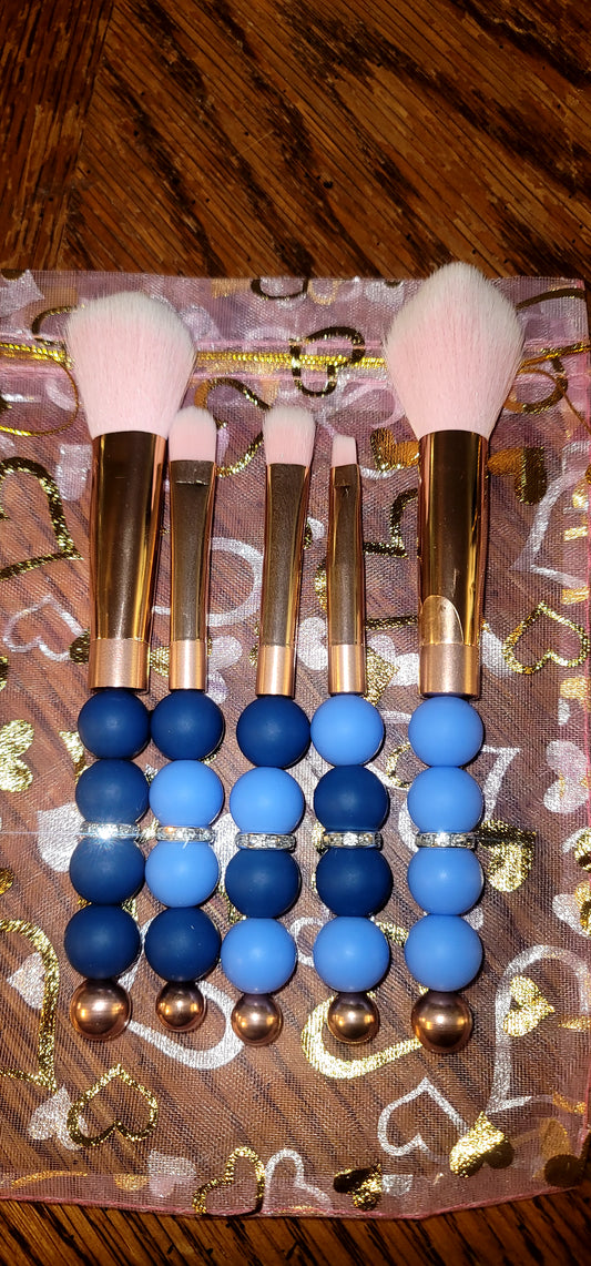 Dark Blue/Light Blue Makeup Brush Set