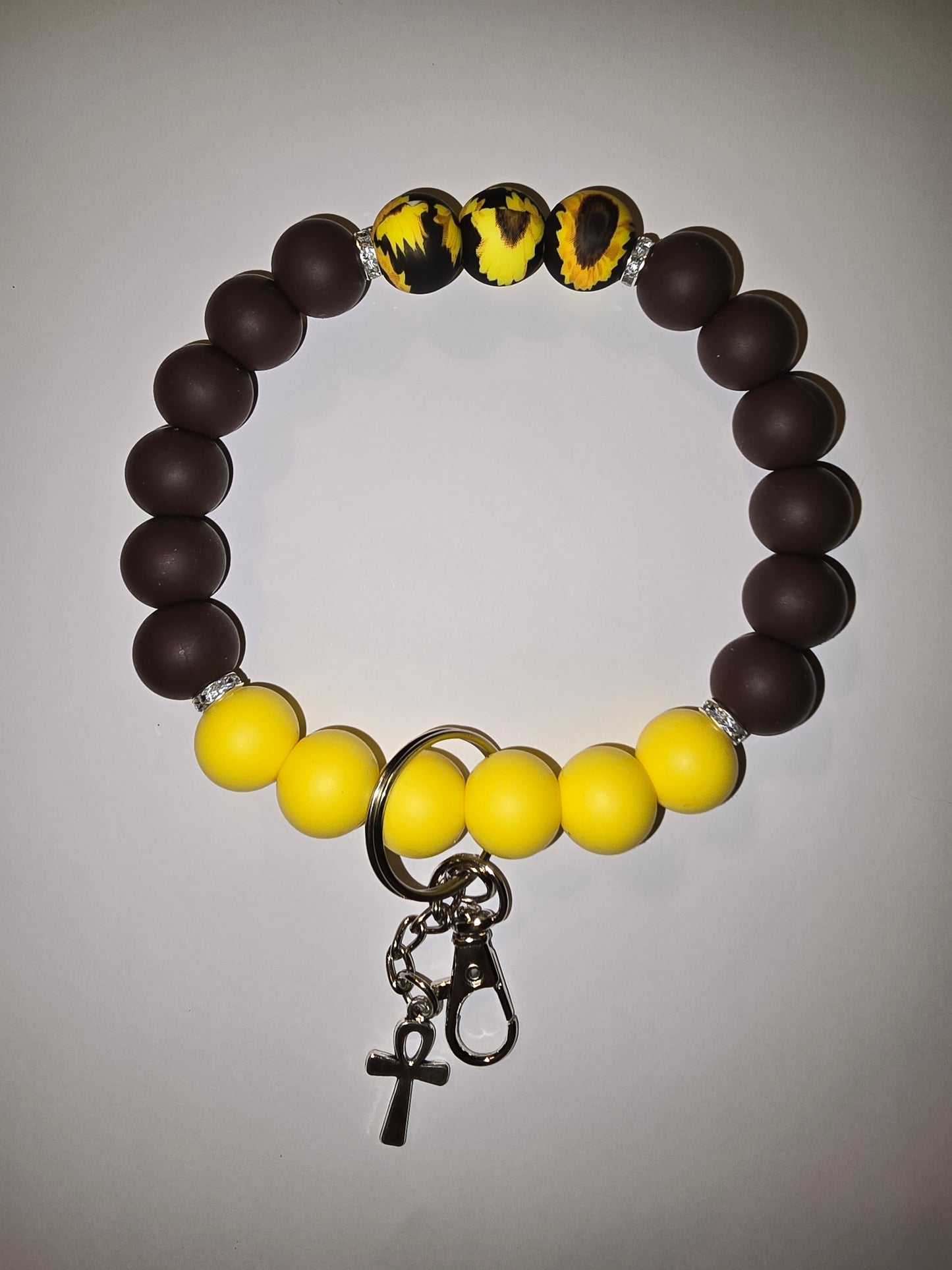 Yellow and Brown With Sunflower Wristlet