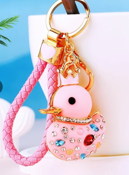 Metal Bling Duck Keychain