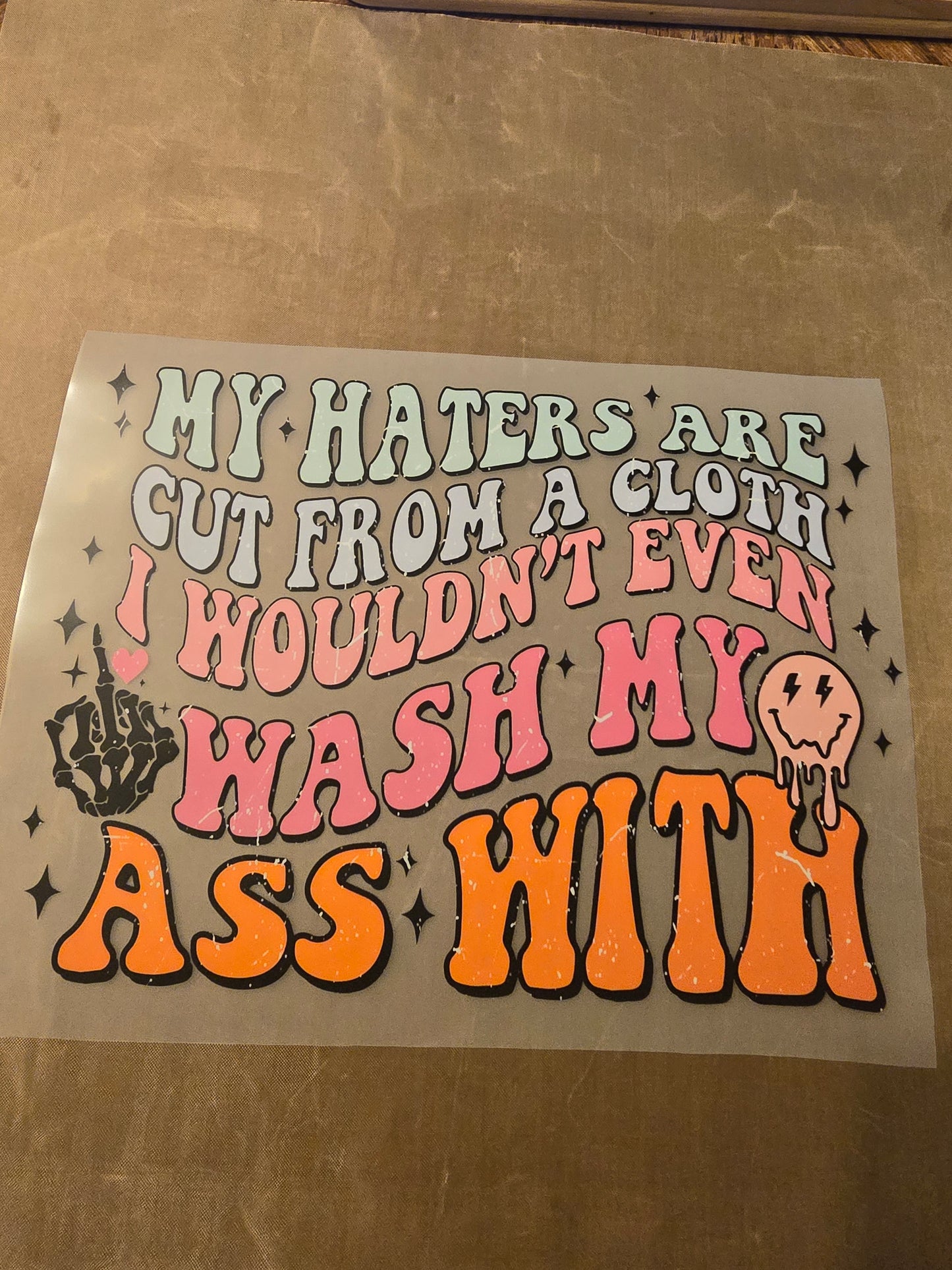 My Haters Are Cut From a Cloth I Wouldn't Even Wipe My Ass With Design