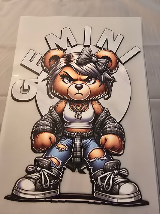 Gemini Zodiac Bear Design