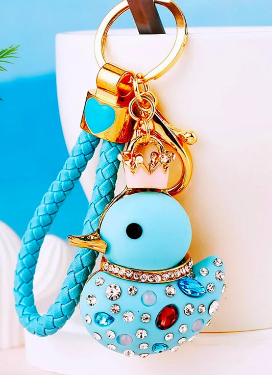Metal Bling Duck Keychain